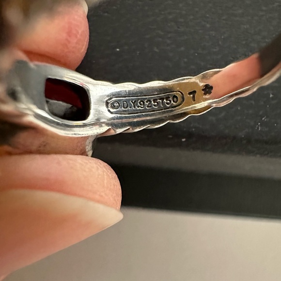 DAVID YURMAN Noblesse 14k Sterling Silver Garnet Ring Sz 6 - Picture 6 of 8